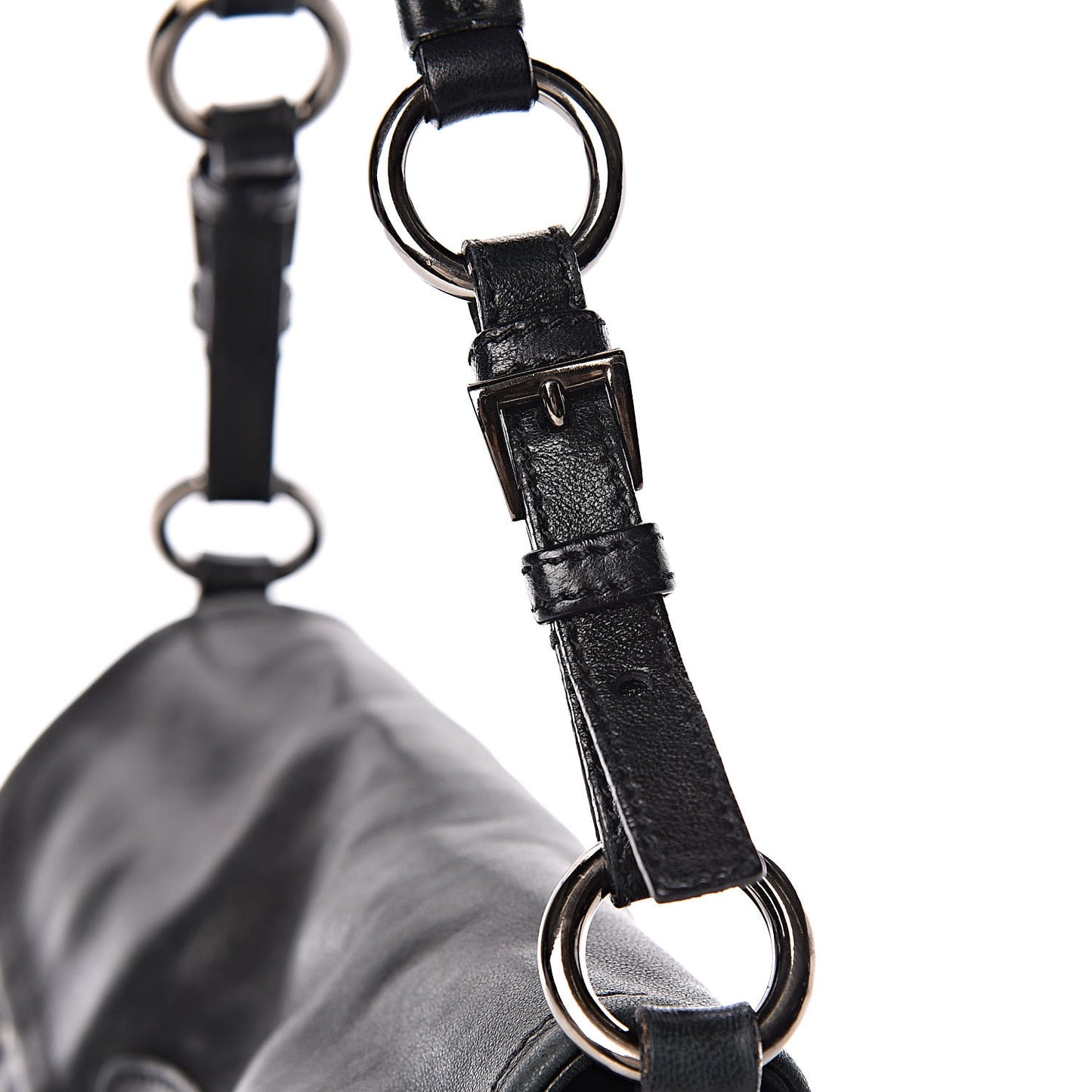 Royal Calf Easy Foldover Pushlock Flap Shoulder Bag Black
