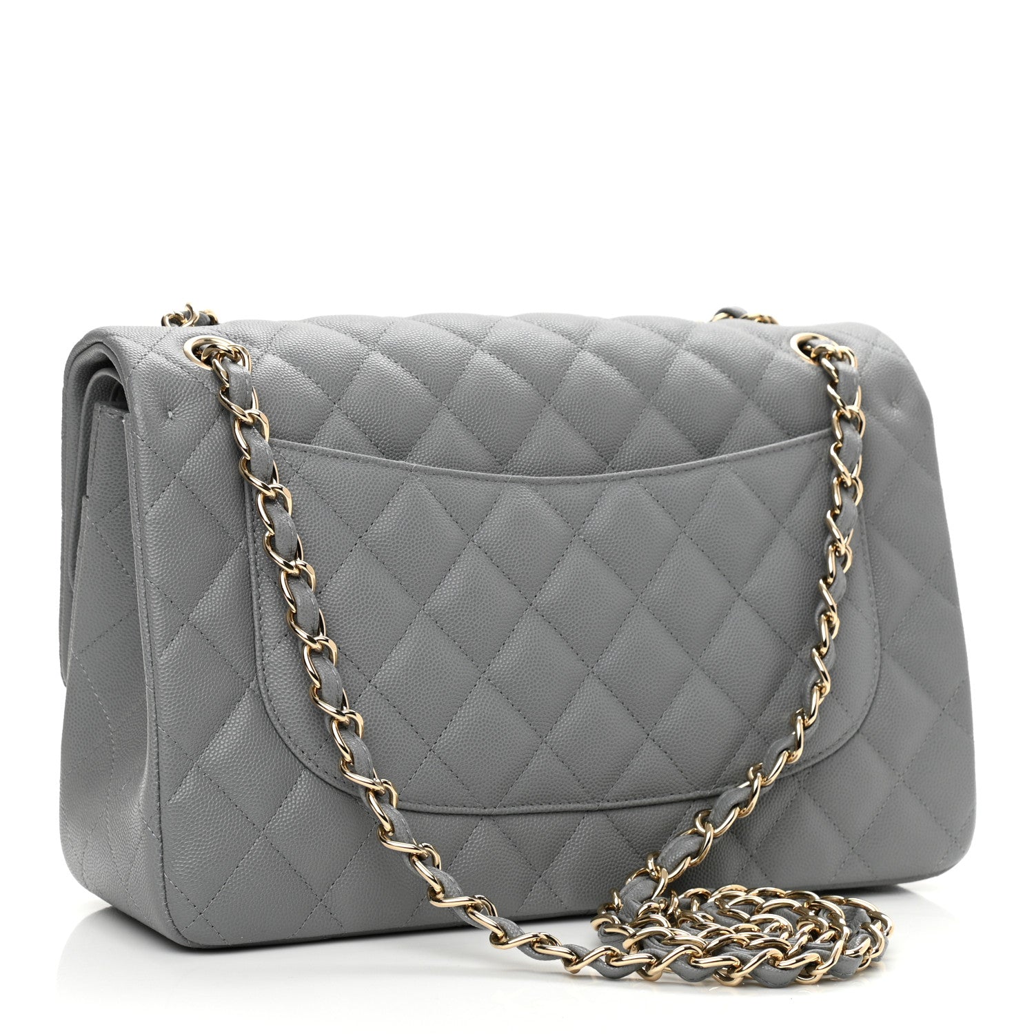 Chanel Caviar Quilted Jumbo Double Flap Grey 3 of 10