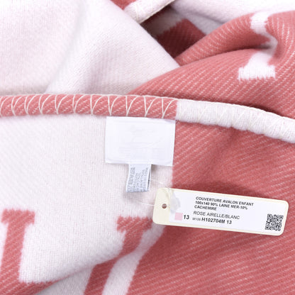 Hermes Wool Cashmere Avalon Baby Blanket Rose Airelle White 3 of 3