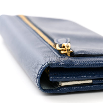 Prada Saffiano Metal Continental Flap Wallet Bleuette Lago White 9 of 10