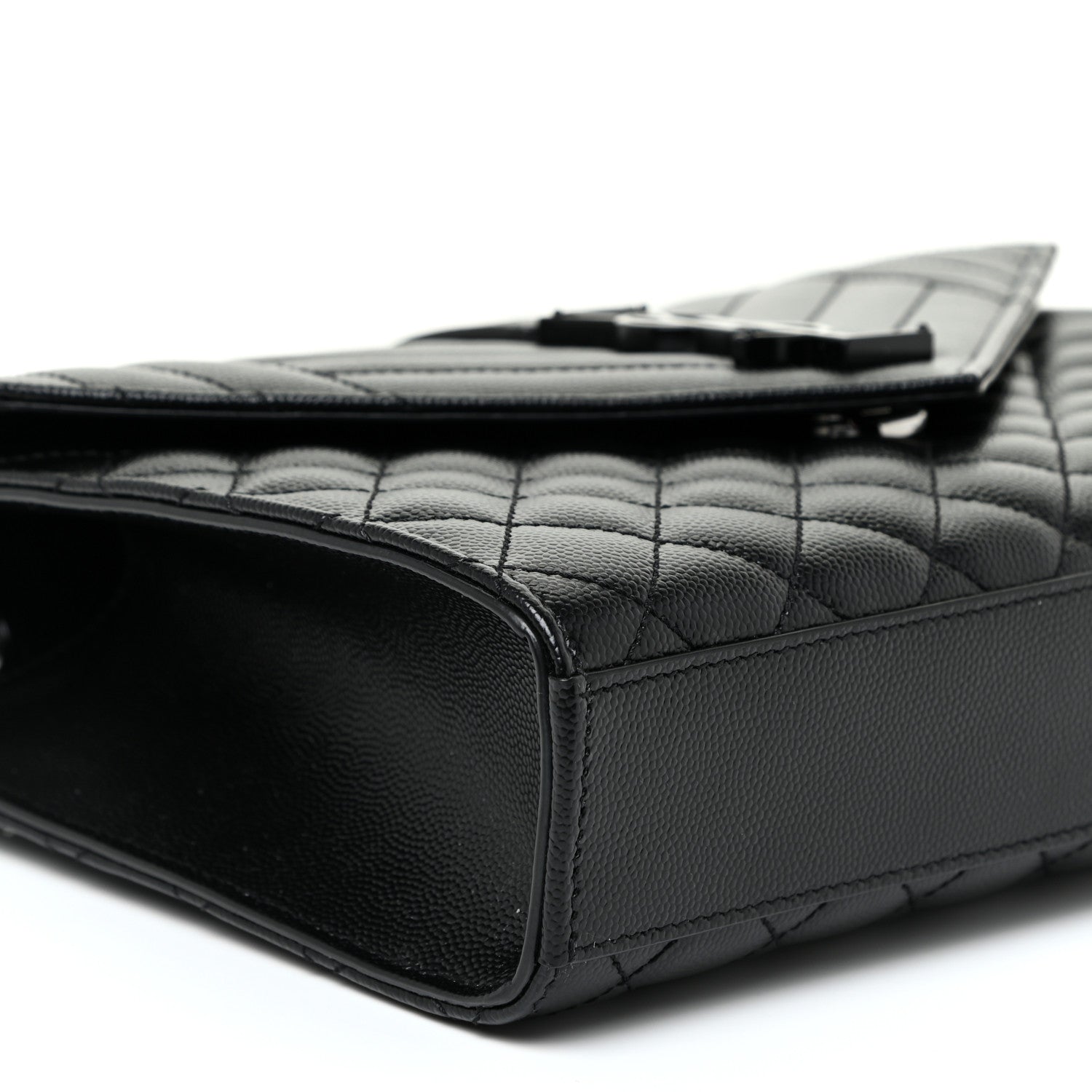 Saint Laurent Grain De Poudre Textured Mixed Matelasse Triquilt Medium Monogram Satchel Black 9 of 13