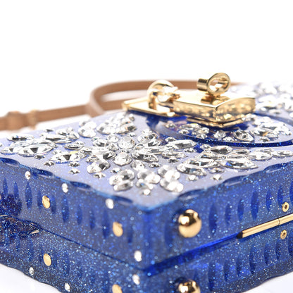 Dolce & Gabbana Crystal Embellished Plexiglass Dolce Box Clutch Blue 9 of 10