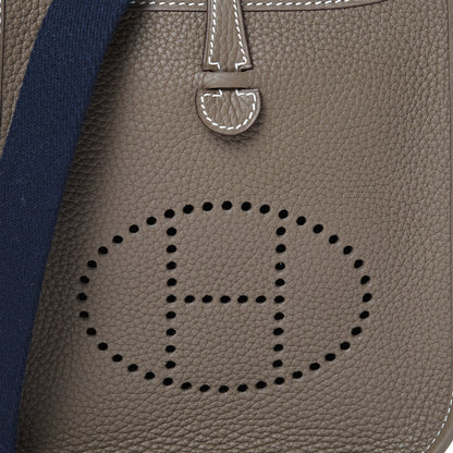 Hermes Taurillon Clemence Amazone Evelyne TPM Etoupe Bleu Indigo 7 of 10