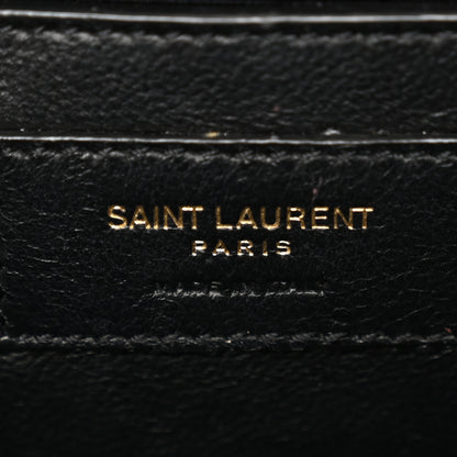 Saint Laurent Grain De Poudre Textured Mixed Matelasse Medium Triquilt Monogram Satchel Dark Cork 6 of 12