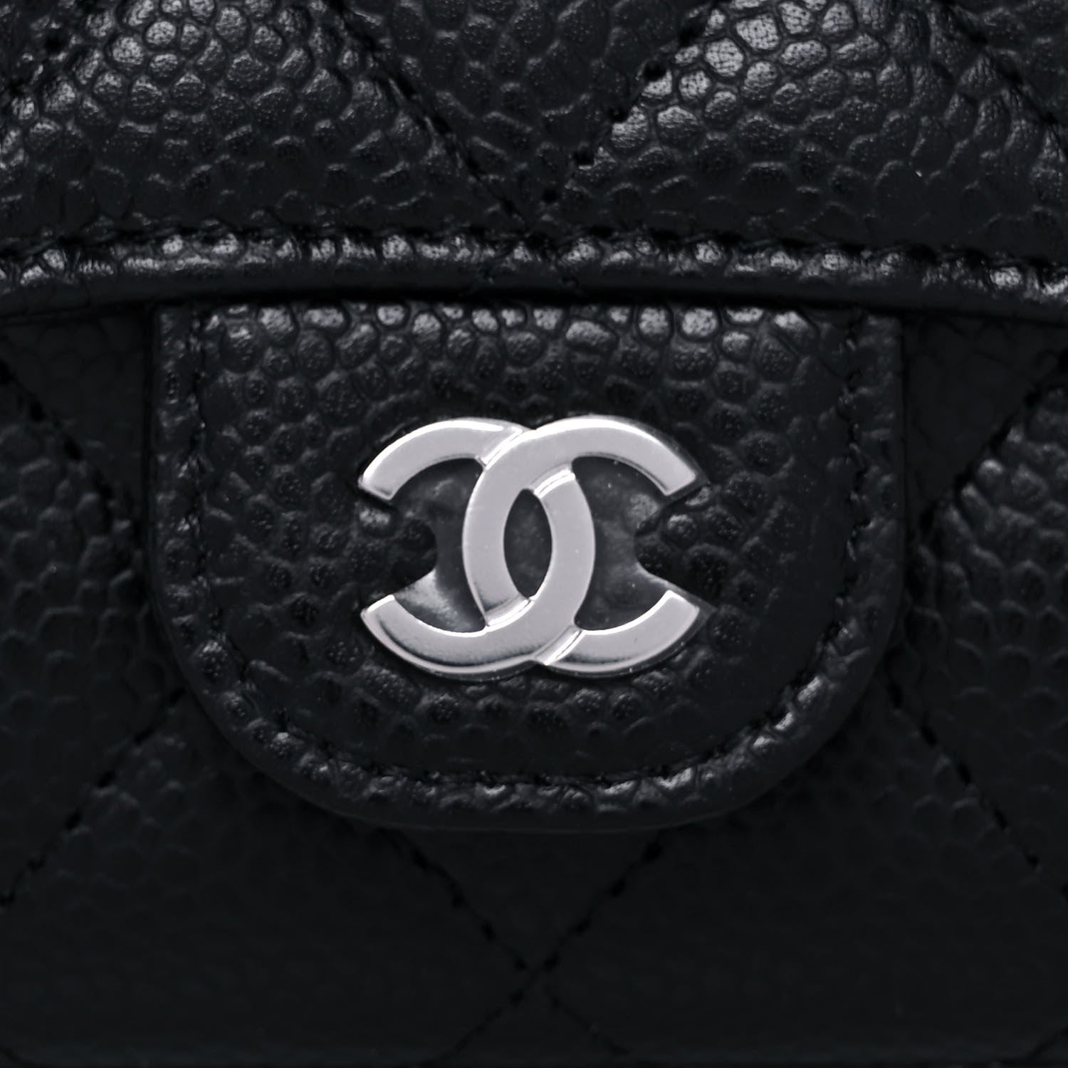 Chanel Caviar Quilted Flap Card Holder Wallet Black 9 of 12