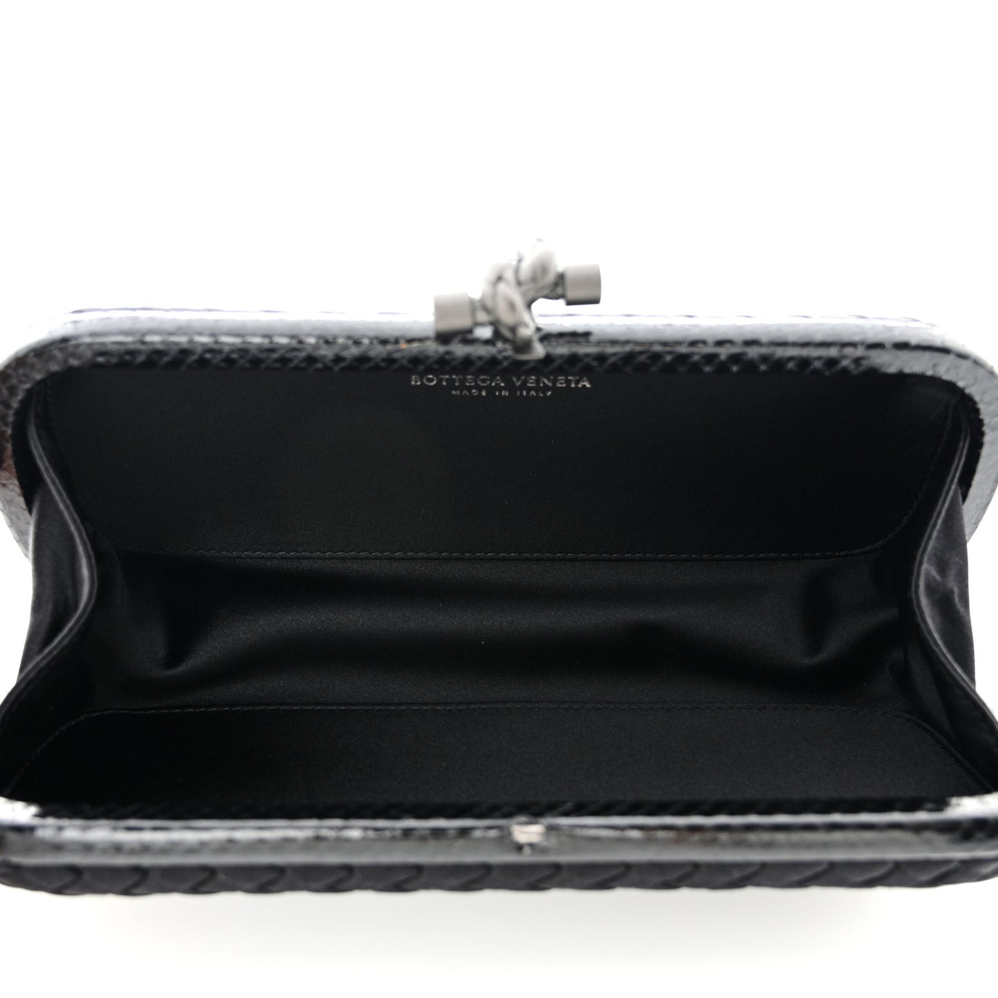 Satin Ayers Intreccio Impero Stretch Knot Clutch Black