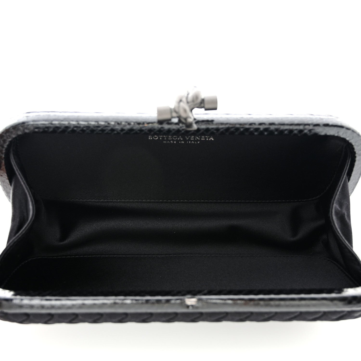 Bottega Veneta Satin Ayers Intreccio Impero Stretch Knot Clutch Black 5 of 8