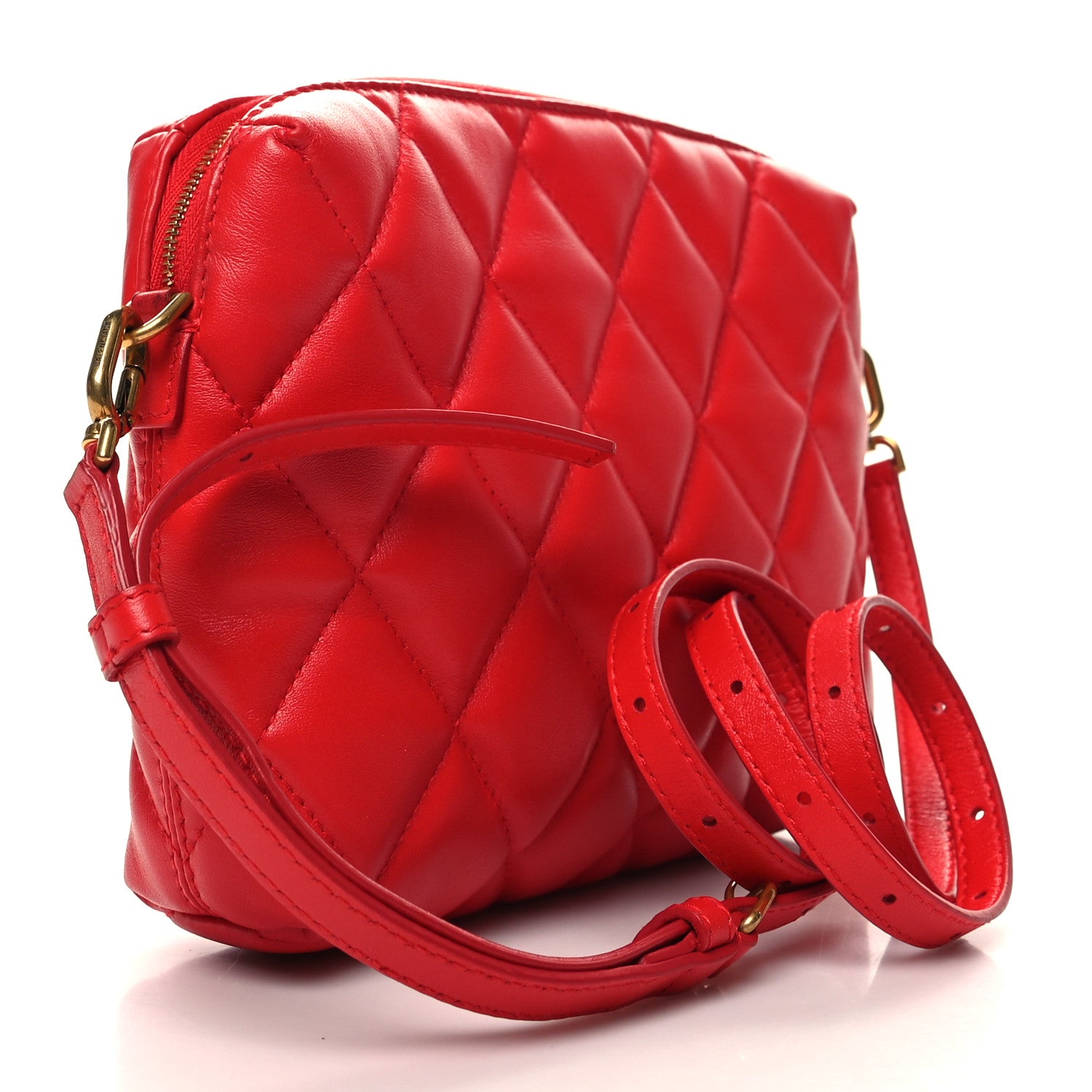 Balenciaga Nappa Calfskin Quilted Touch B Camera Shoulder Bag Bright Red 3 of 10