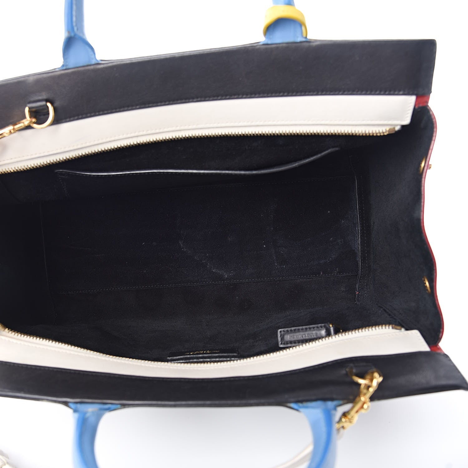 Saint Laurent Calfskin Small Cabas Rive Gauche Bag Black Red Yellow White 5 of 14