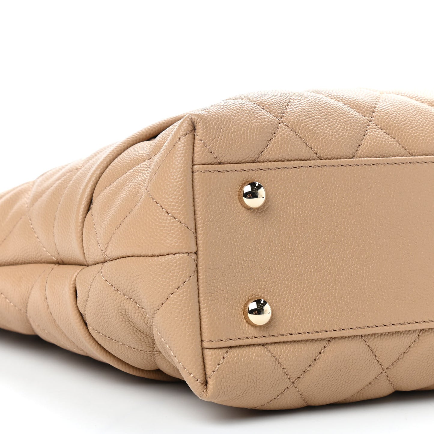 Caviar Quilted Rolled Up Tote Beige