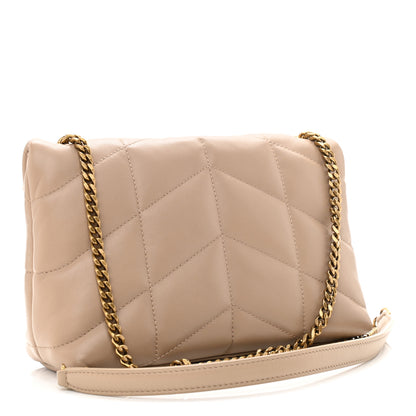 Saint Laurent Lambskin Quilted Toy Loulou Puffer Monogram Chain Satchel Nude Powder 3 of 11