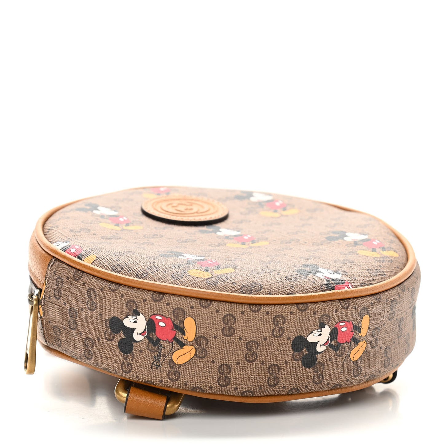 X DISNEY Mini Vintage GG Supreme Monogram Mickey Mouse Round Backpack Beige Vintage Sun Oil