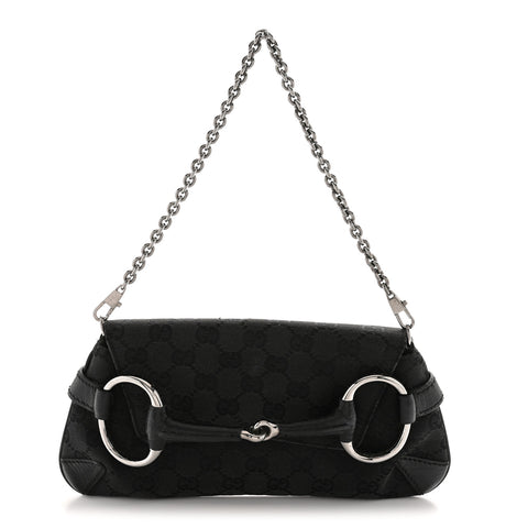 Monogram Horsebit Chain Clutch Black