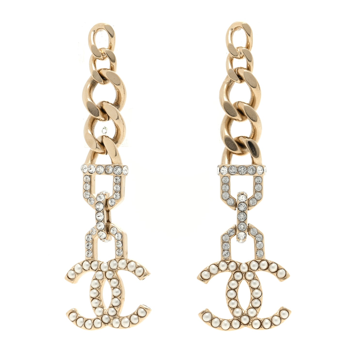 Metal Crystal CC Vendome CC Dangle Earrings Gold