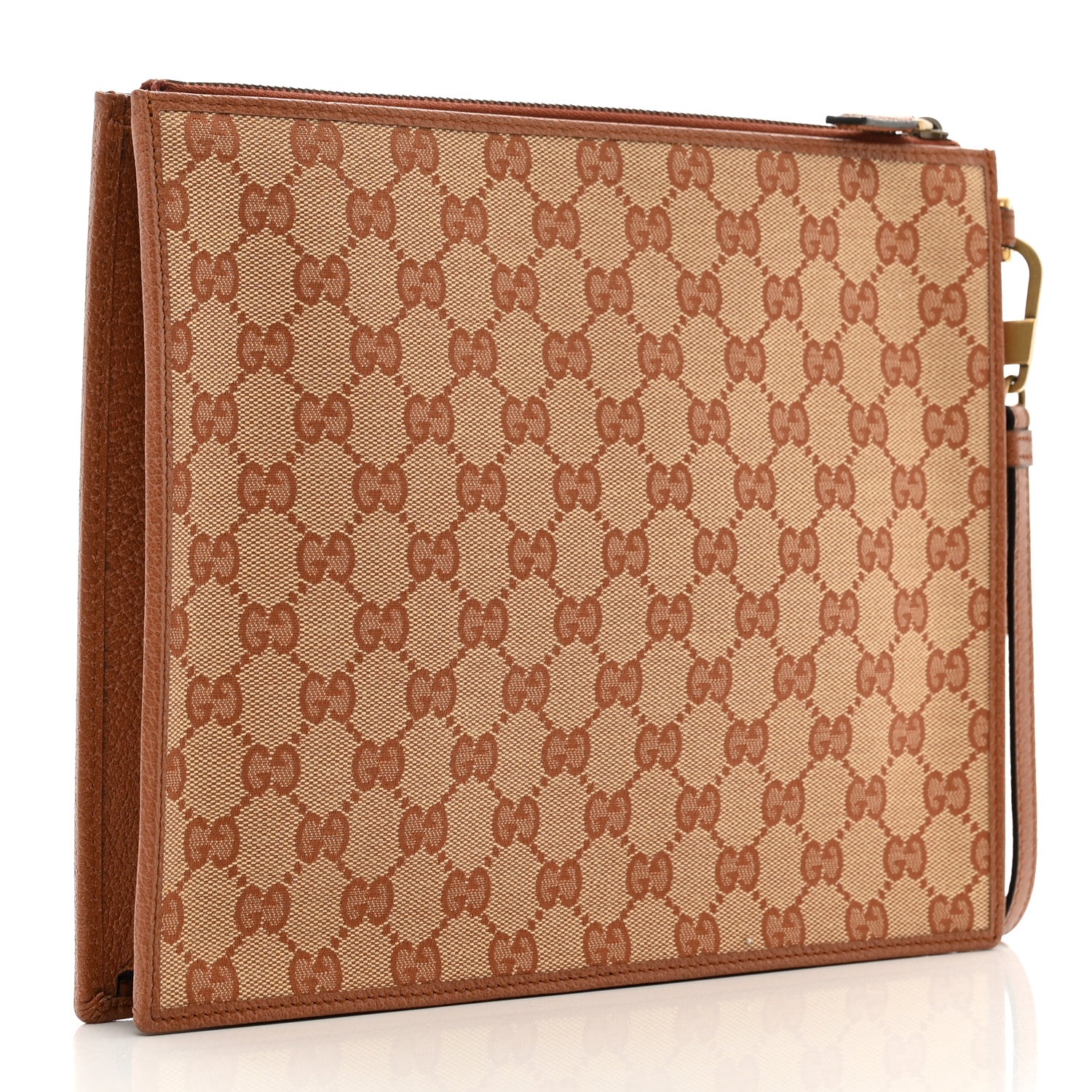 Gucci X MLB GG Monogram NY Yankees Zip Wristlet Pouch Beige Ruggine Ivory 3 of 7