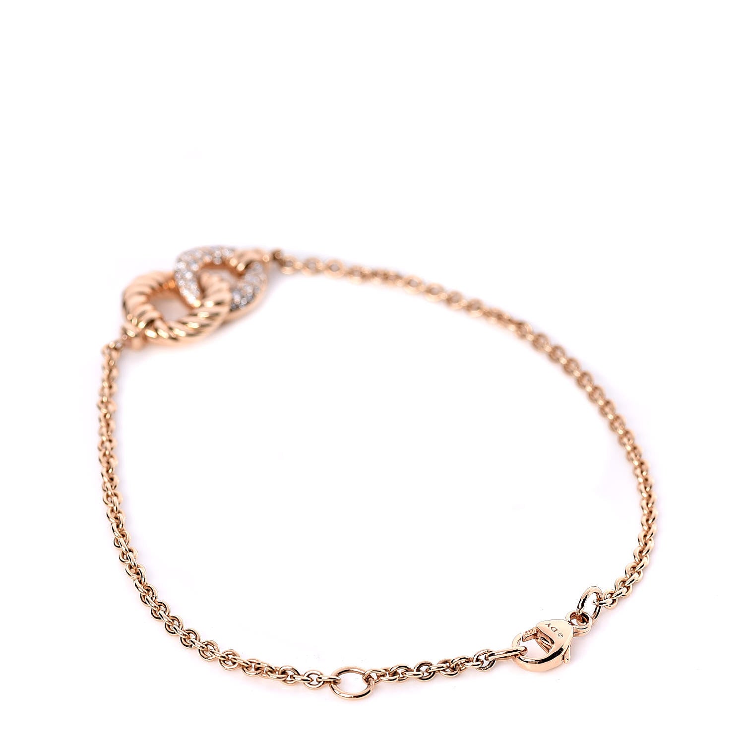 David Yurman 18K Rose Gold Diamond Belmont Single Station Bracelet 3 of 6