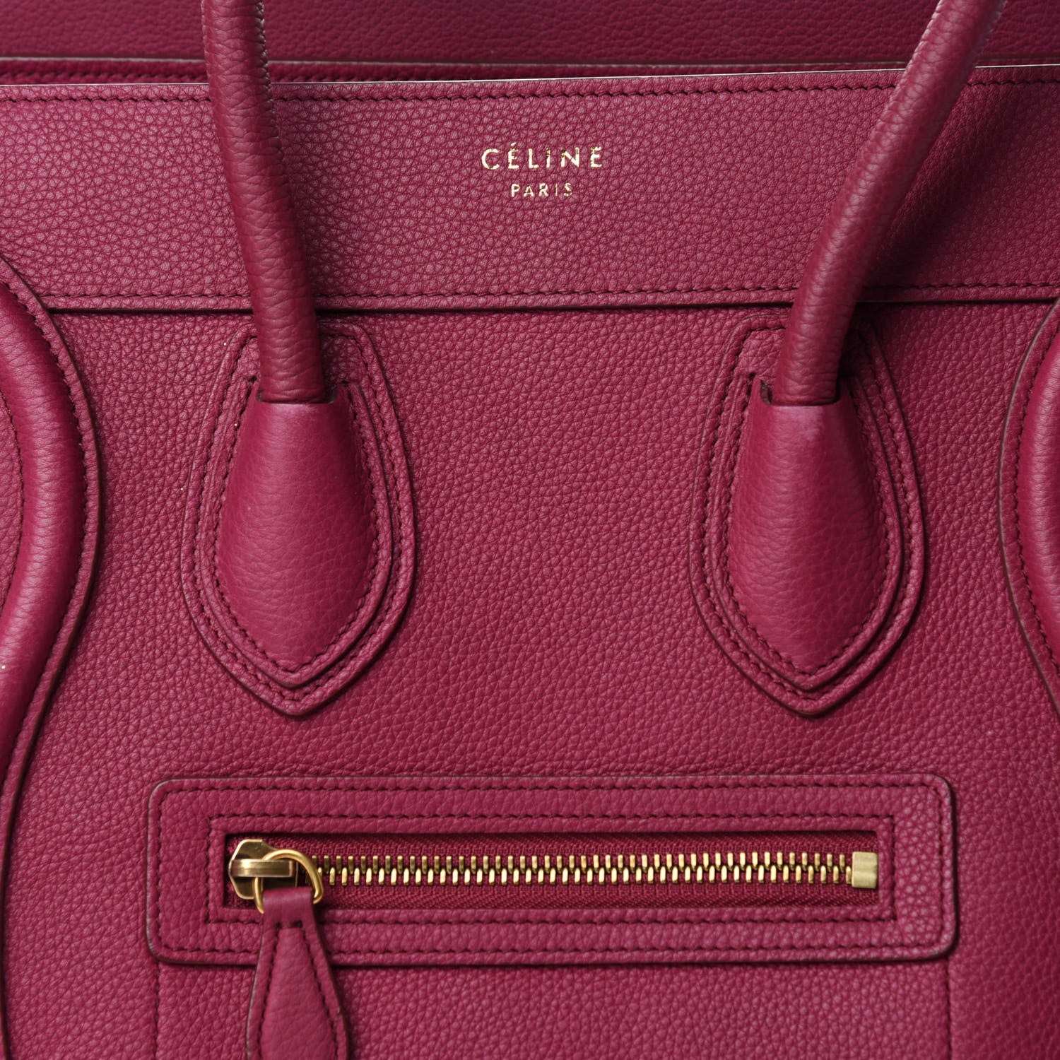 Celine Drummed Calfskin Micro Luggage Plum 14 of 14