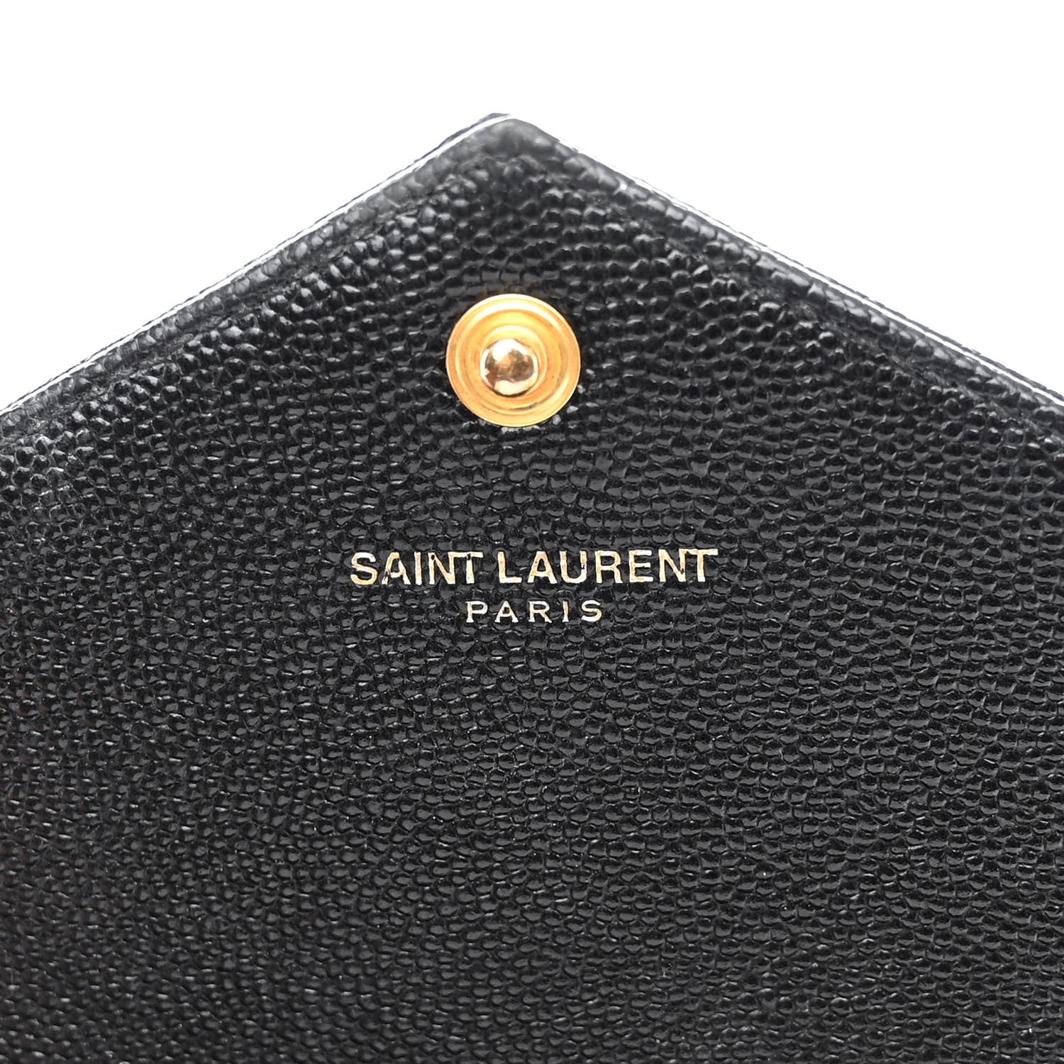 Saint Laurent Grain De Poudre Matelasse Chevron Monogram Envelope Chain Wallet Black 6 of 11