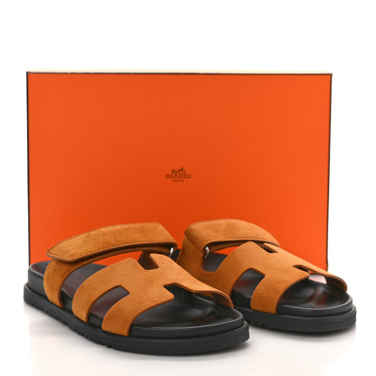 Hermes Suede Goatskin Womens Chypre Sandals 38 Naturel 10 of 10