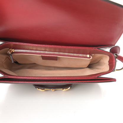 Gucci GG Supreme Monogram Azalea Calfskin Horsebit 1955 Shoulder Bag Beige Ebony New Cherry Red 5 of 10