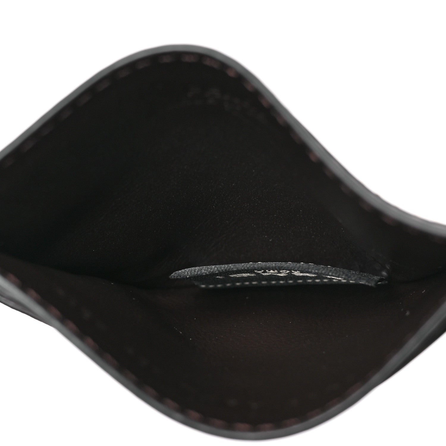 Fendi Vitello Soft Bi-Color FF 1974 Embossed Card Holder Maya Black 5 of 7
