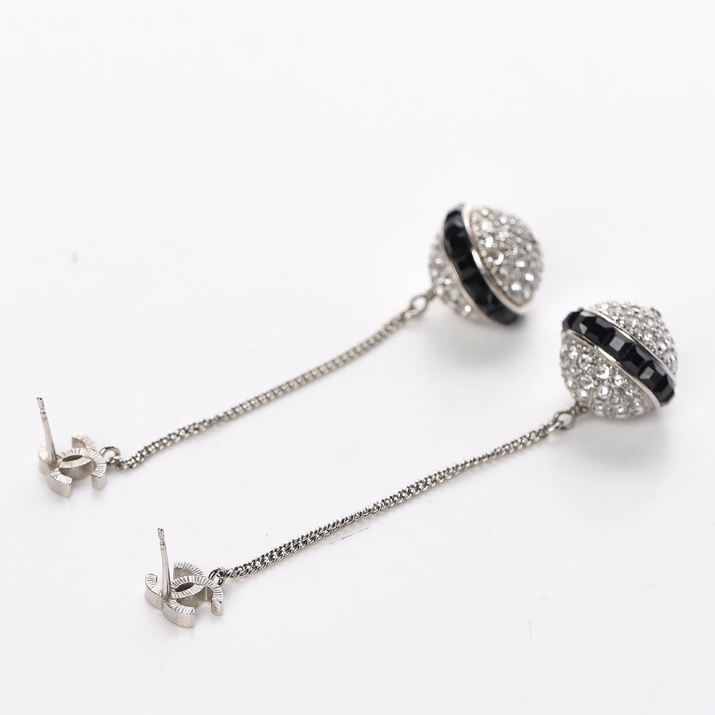 Crystal CC Dangle Earrings Black