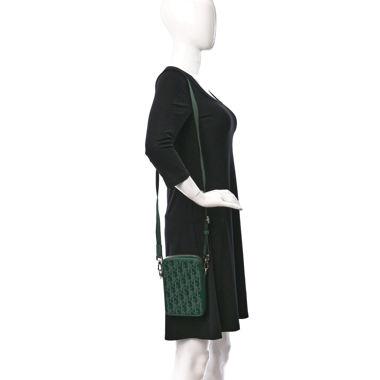 Calfskin Oblique Galaxy Perforated World Tour Messenger Pouch Green White