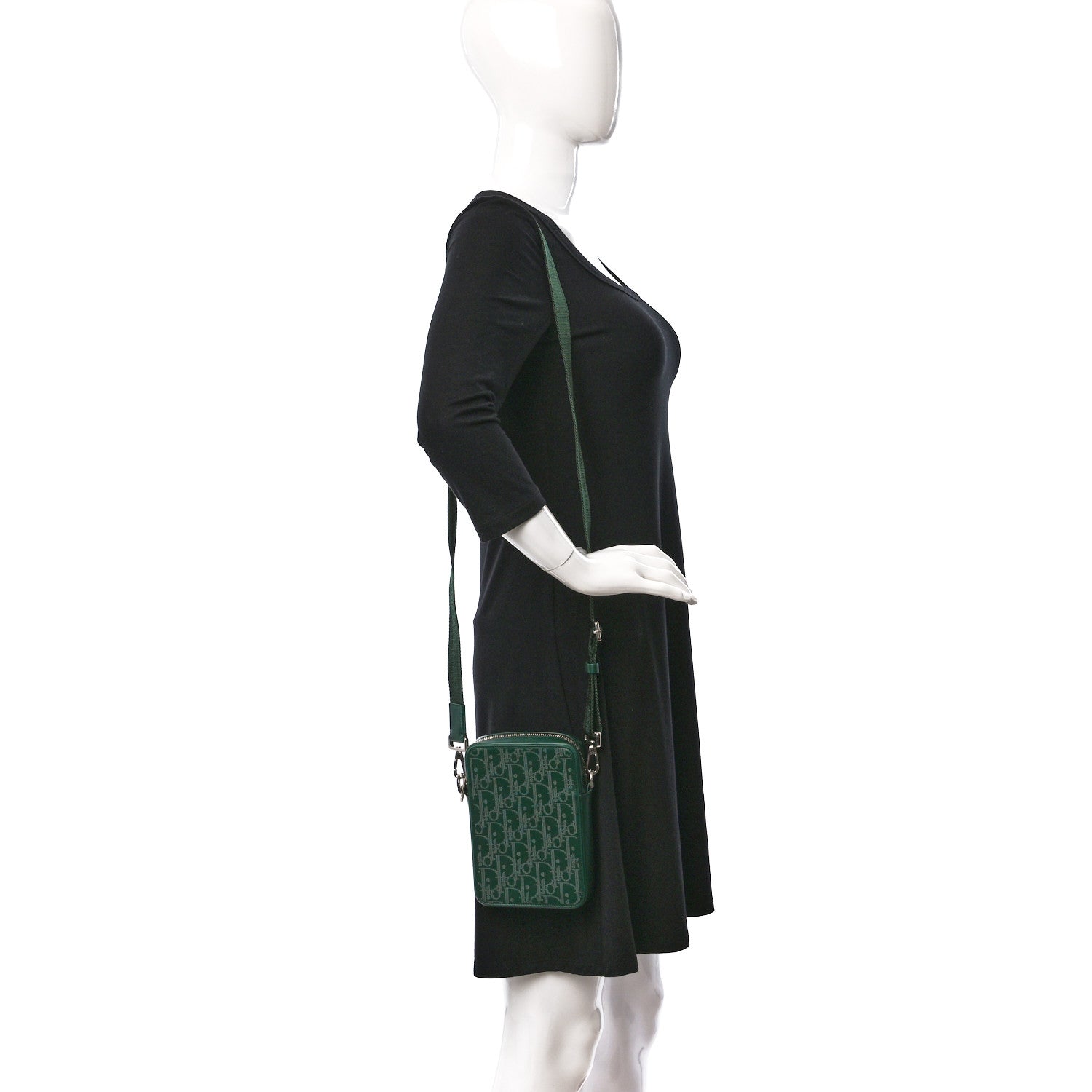 Christian Dior Calfskin Oblique Galaxy Perforated World Tour Messenger Pouch Green White 2 of 8