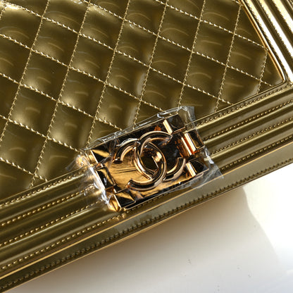 Chanel Metallic Patent Calfskin Quilted Medium Boy Flap Gold 6 of 7