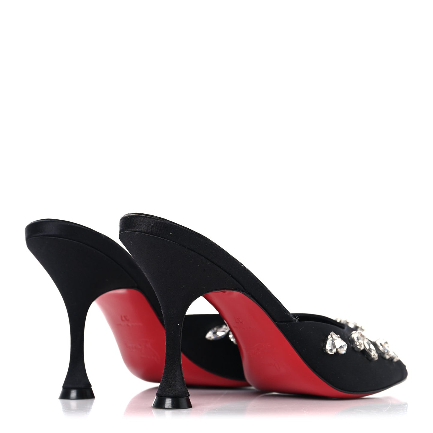 Crepe Satin Crystal Degraqueenie 85mm Slide Sandals 37 Black
