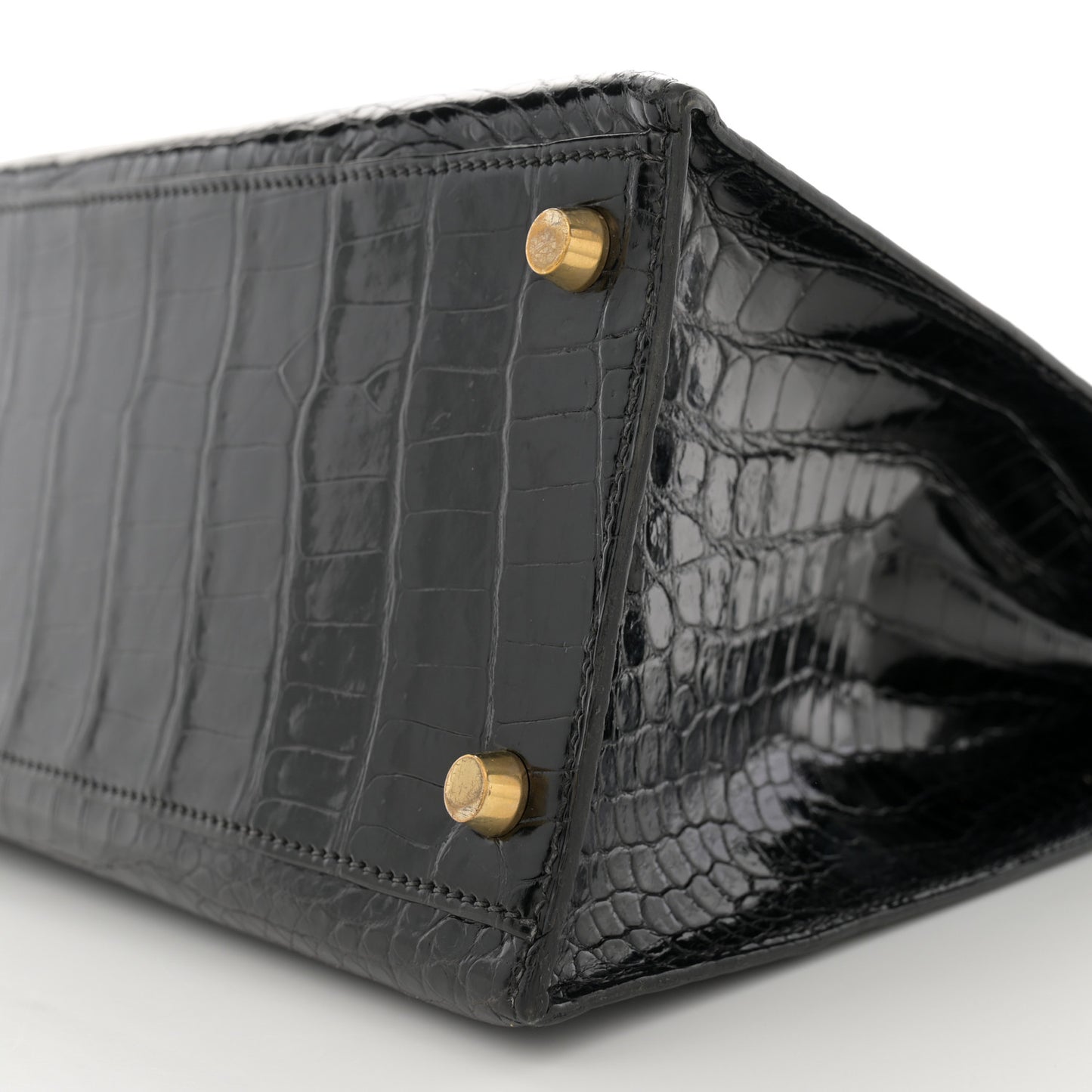 Shiny Porosus Crocodile Kelly Sellier 32 Black