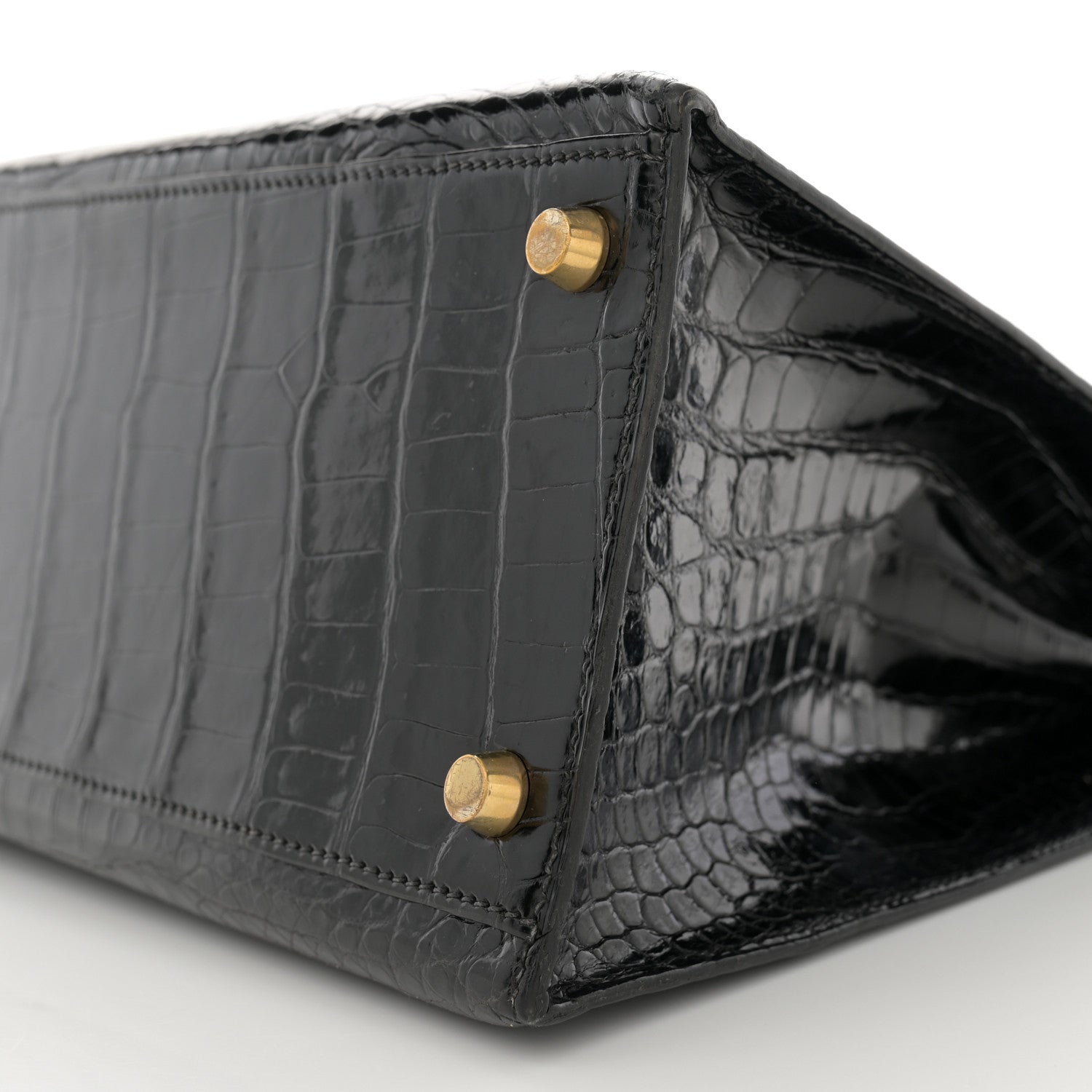 Hermes Shiny Porosus Crocodile Kelly Sellier 32 Black 10 of 11