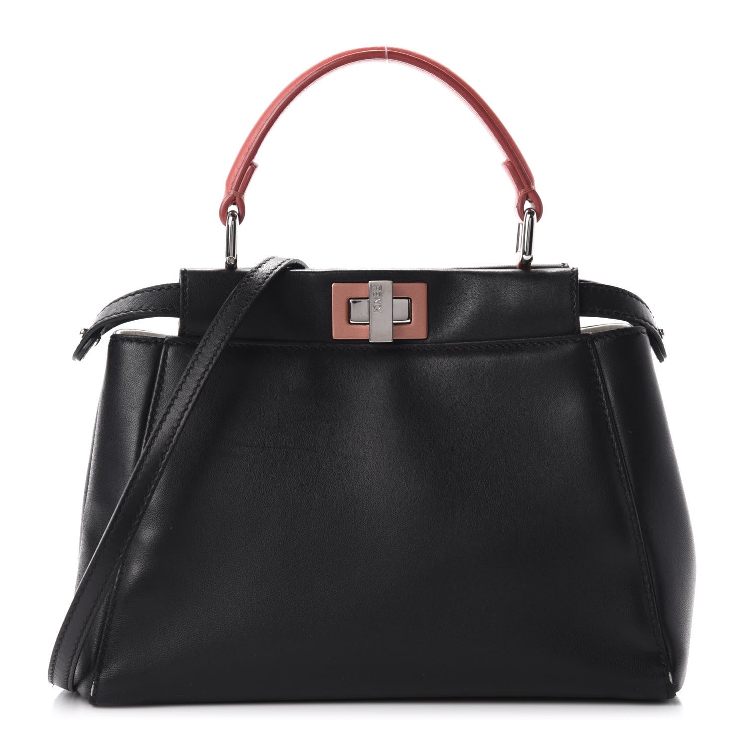 Fendi Nappa Colorblock Mini Peekaboo Iconic Satchel Black White Ecstasy 1 of 15