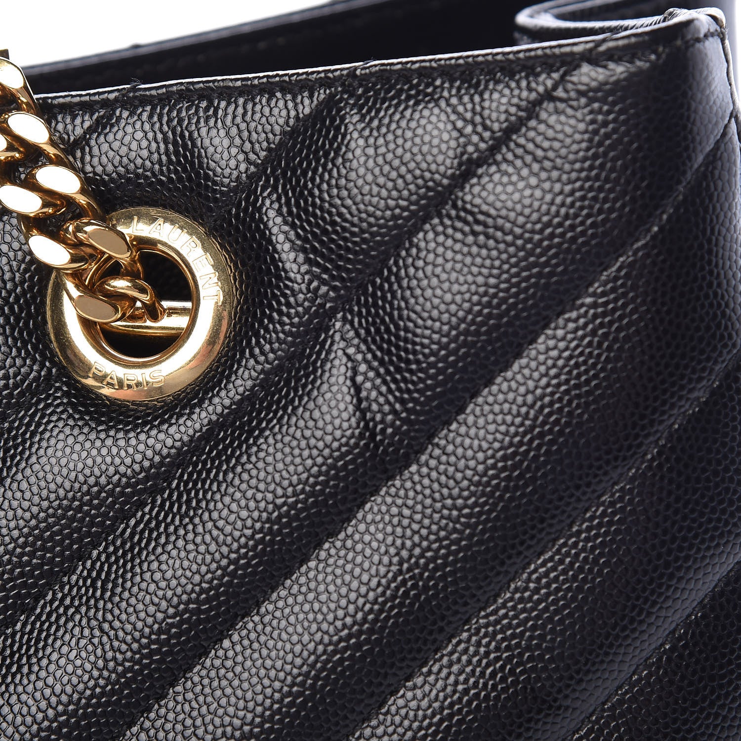Saint Laurent Grain De Poudre Matelasse Chevron Monogram Shopping Bag Black 12 of 13