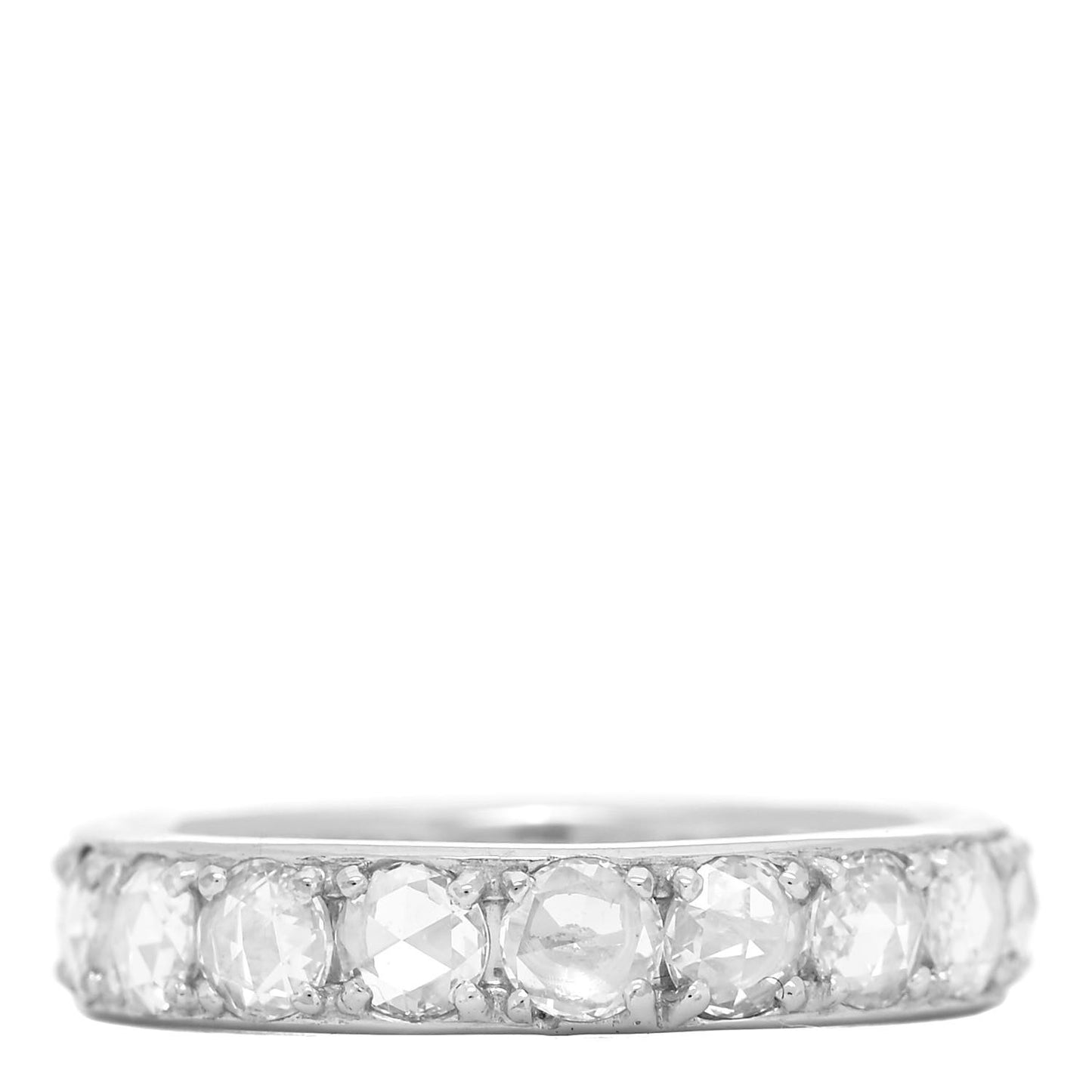 18K White Gold Diamond Metro Rose Cut Eternity Band Ring 48 4.5