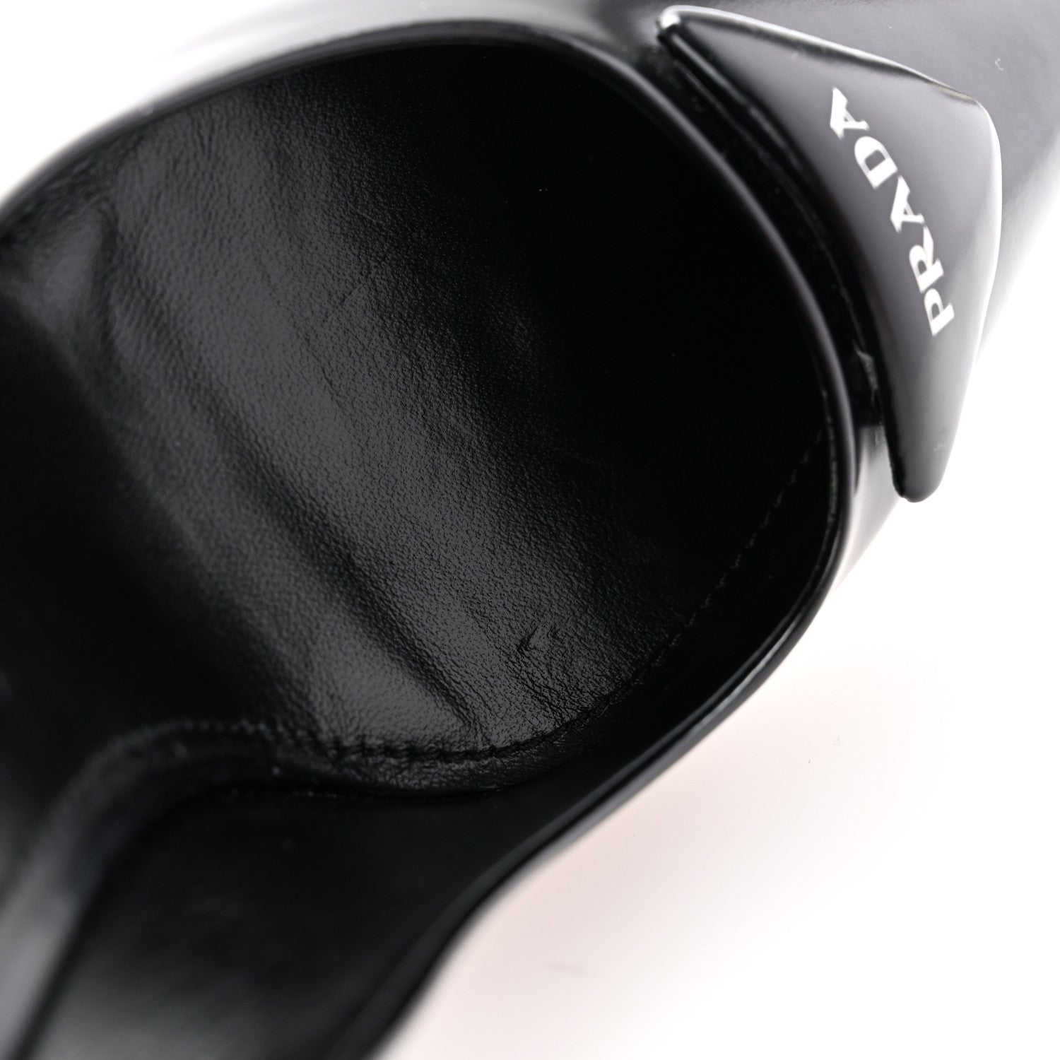 Prada Spazzolato Triangle Logo Pointed Toe 75mm Pumps 36.5 Black 8 of 9