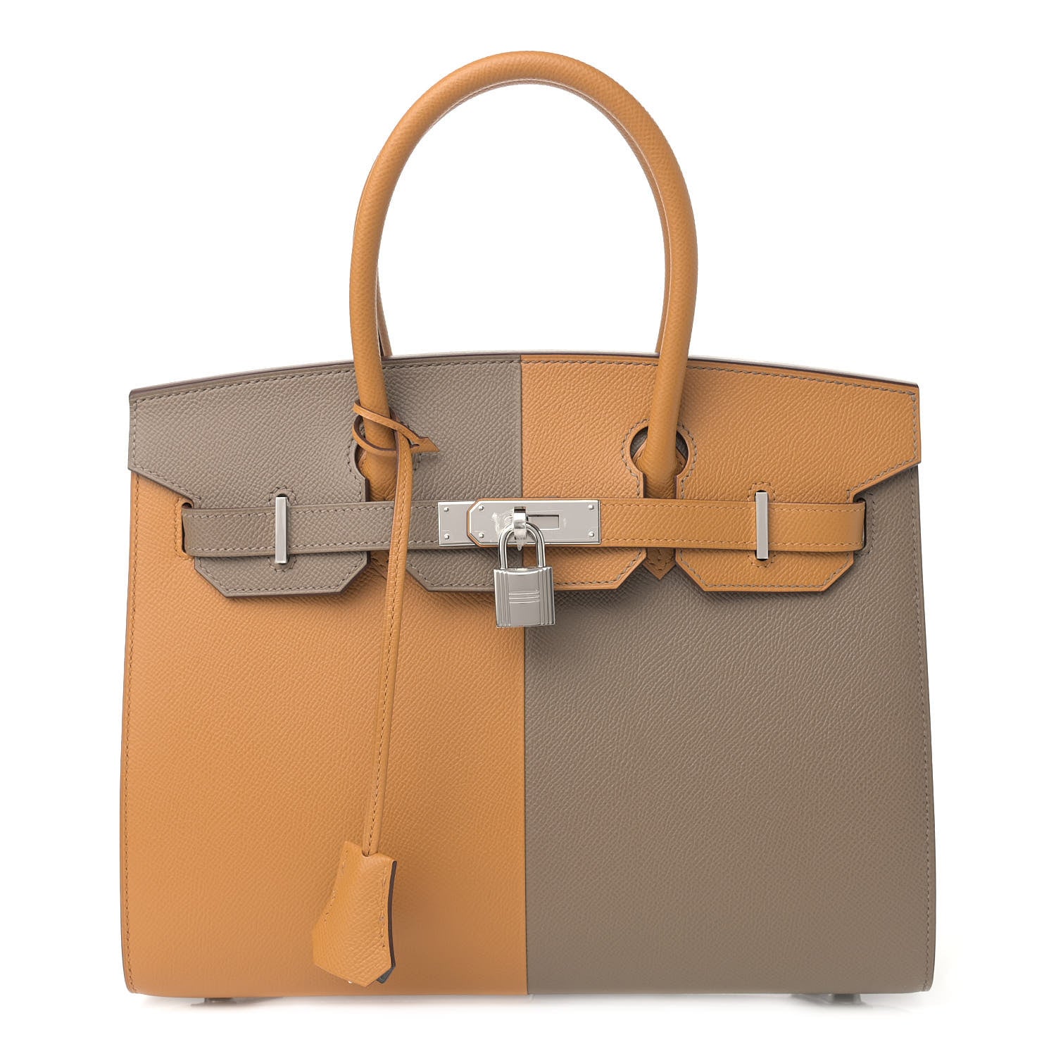 Hermes Epsom Casaque Birkin Sellier 30 Etoupe Sesame Bleu Indigo 1 of 9