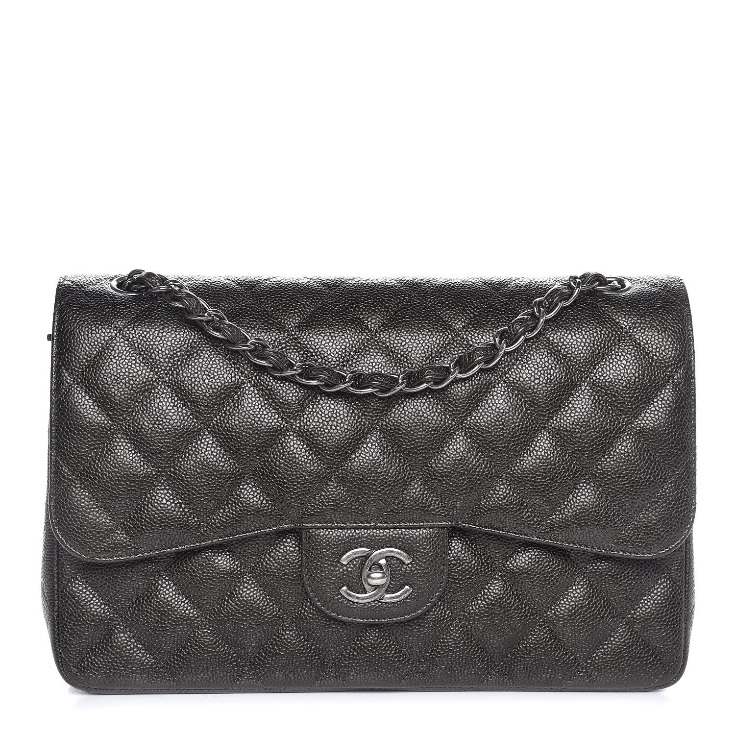 Chanel Caviar Quilted Jumbo Double Flap Dark Charcoal 1 of 7