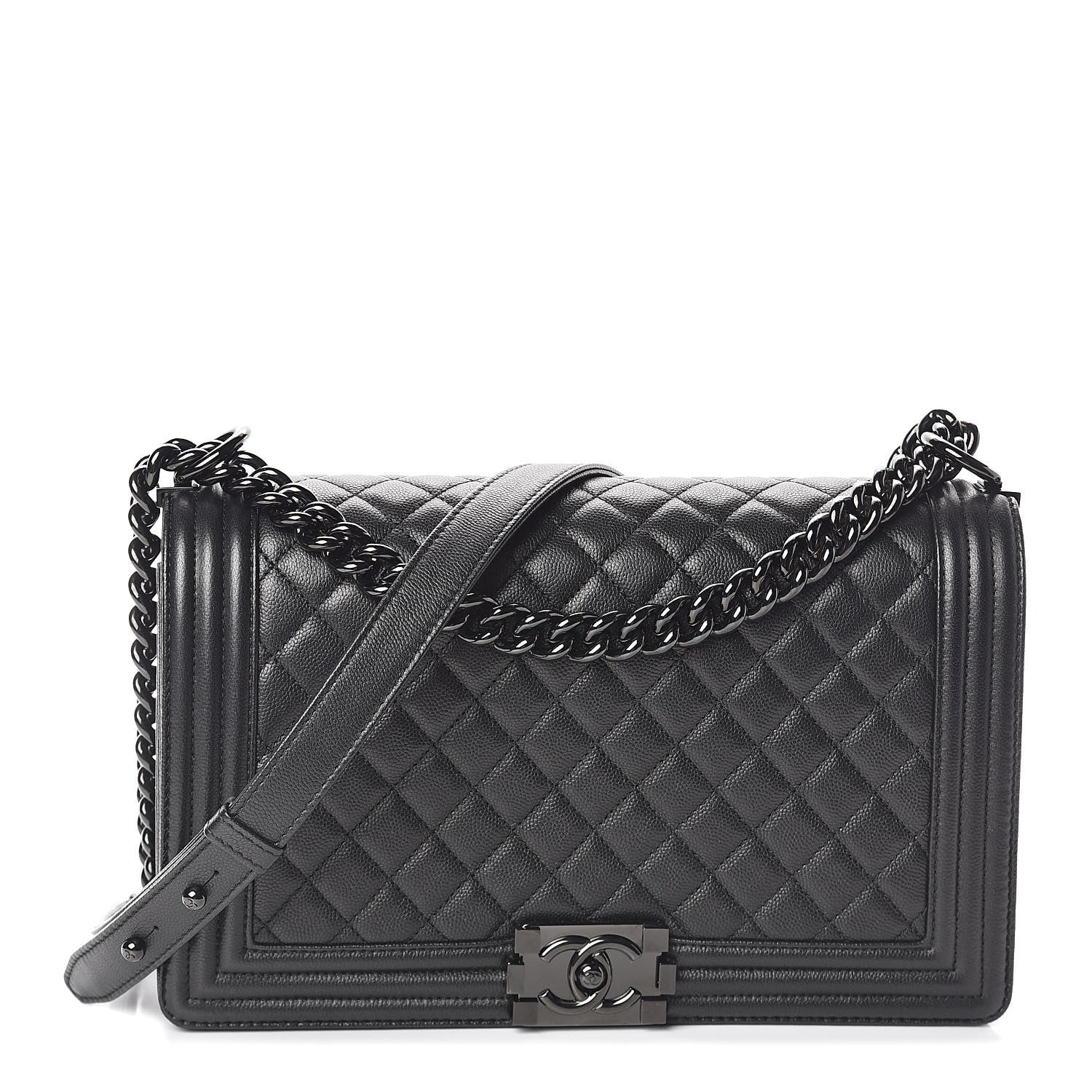 Chanel Iridescent Grained Lambskin Quilted New Medium Boy Flap So Black 1 of 10