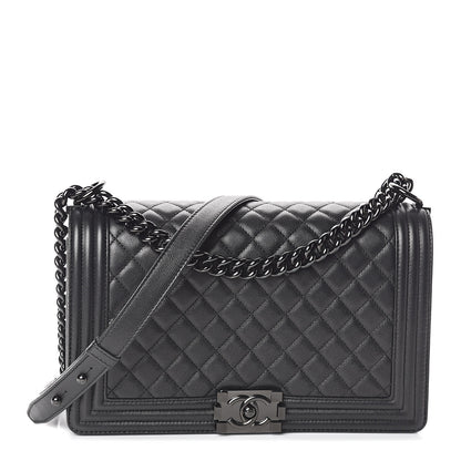 Chanel Iridescent Grained Lambskin Quilted New Medium Boy Flap So Black 1 of 10