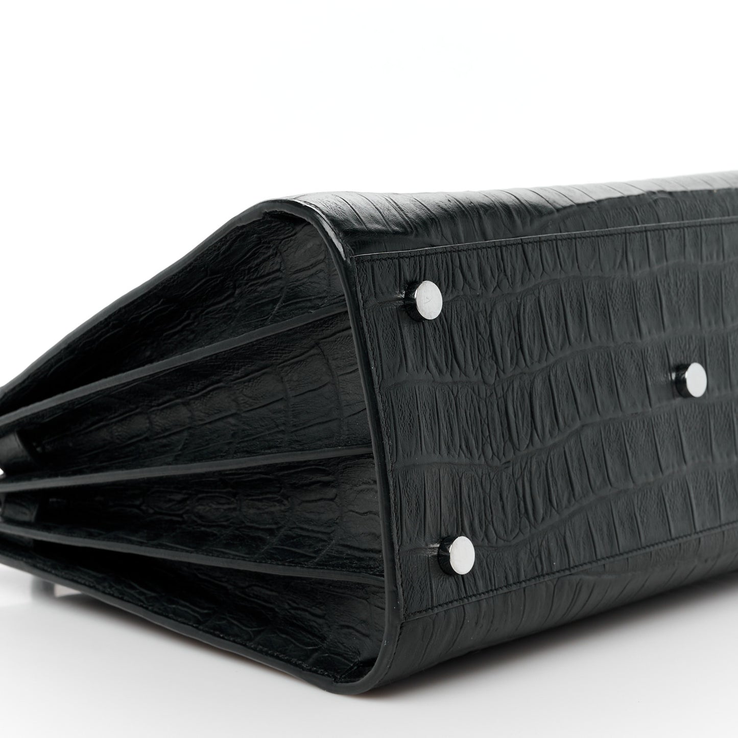 Calfskin Crocodile Embossed Small Supple Sac de Jour Black