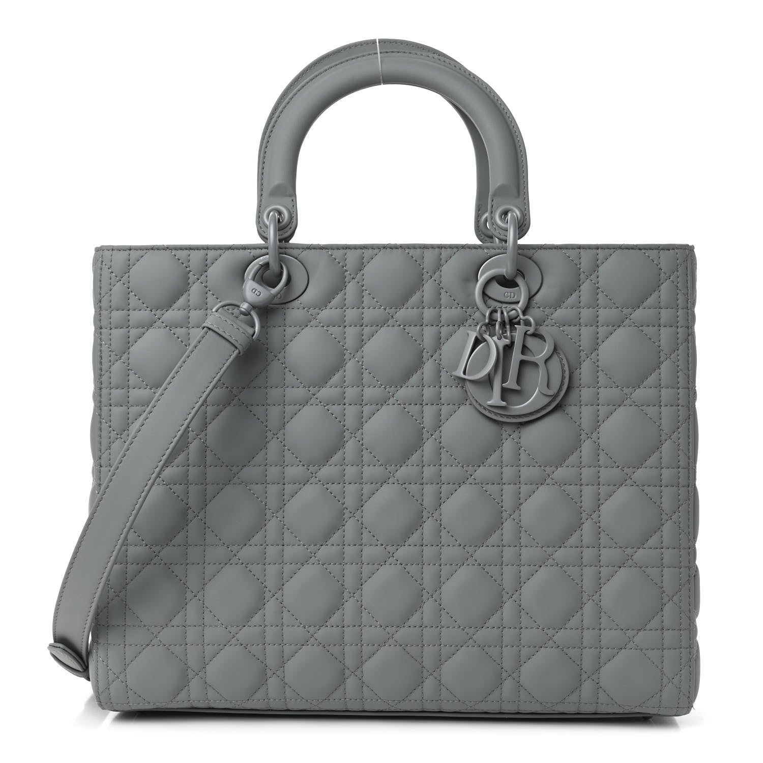 Christian Dior Ultra Matte Calfskin Cannage Large Lady Dior Grey Stone 1 of 4