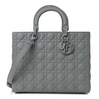 Christian Dior Ultra Matte Calfskin Cannage Large Lady Dior Grey Stone 1 of 4