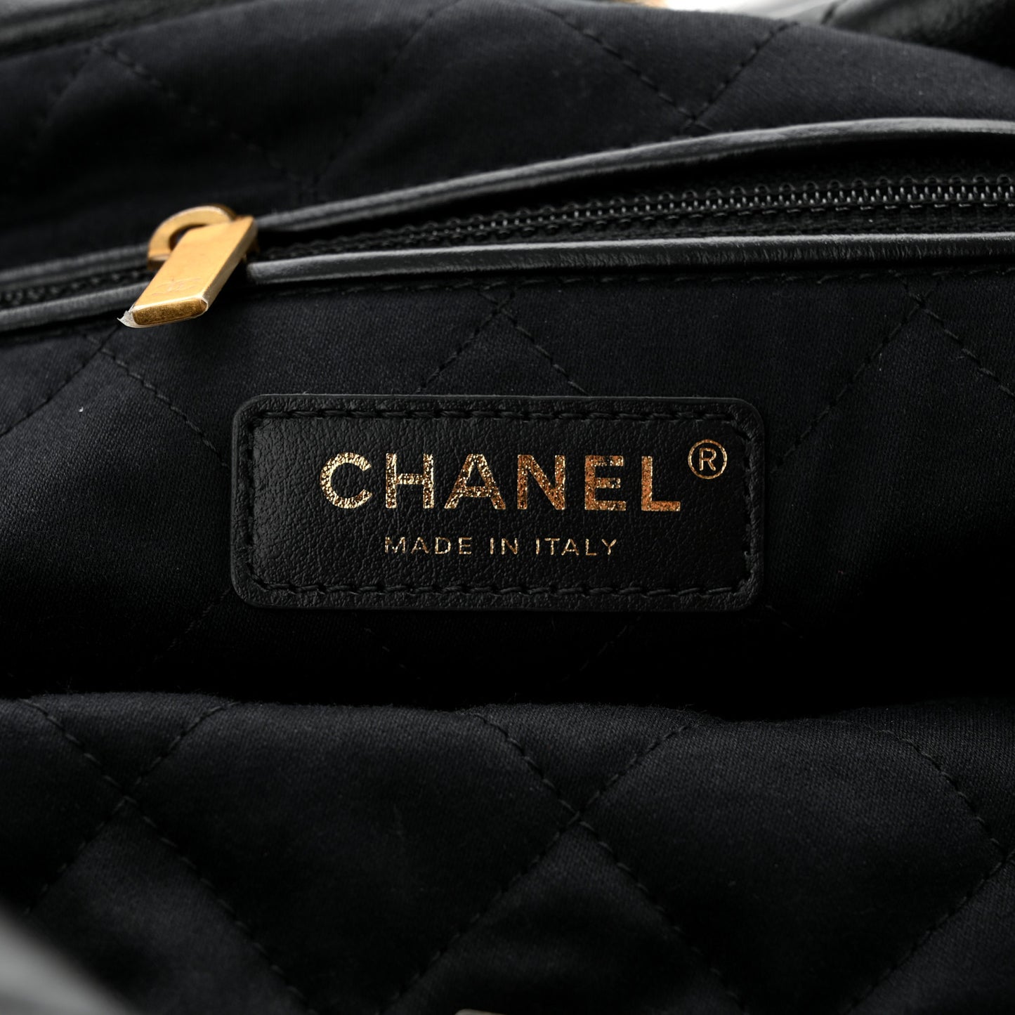Shiny Calfskin Quilted Small Chanel 22 Black
