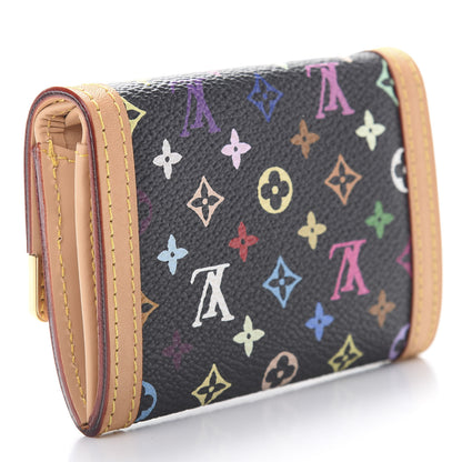 Louis Vuitton Monogram Multicolor Porte-Monnaie Plat Coin Purse Black 3 of 7
