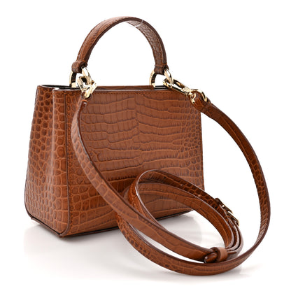 Jimmy Choo Calfskin Crocodile Embossed Mini Varenne Top Handle Dark 3 of 11