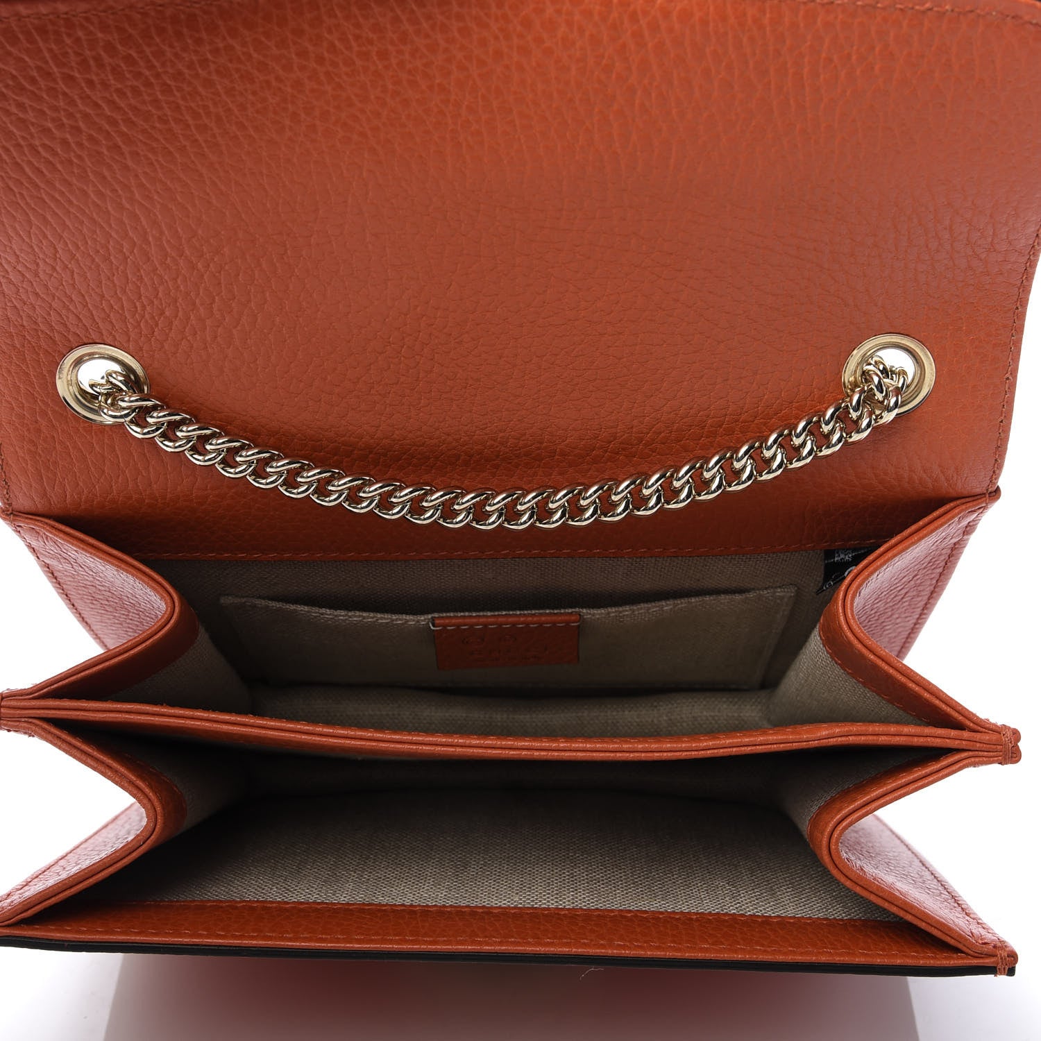 Gucci Dollar Calfskin Small Interlocking G Shoulder Bag Sun Orange 5 of 10