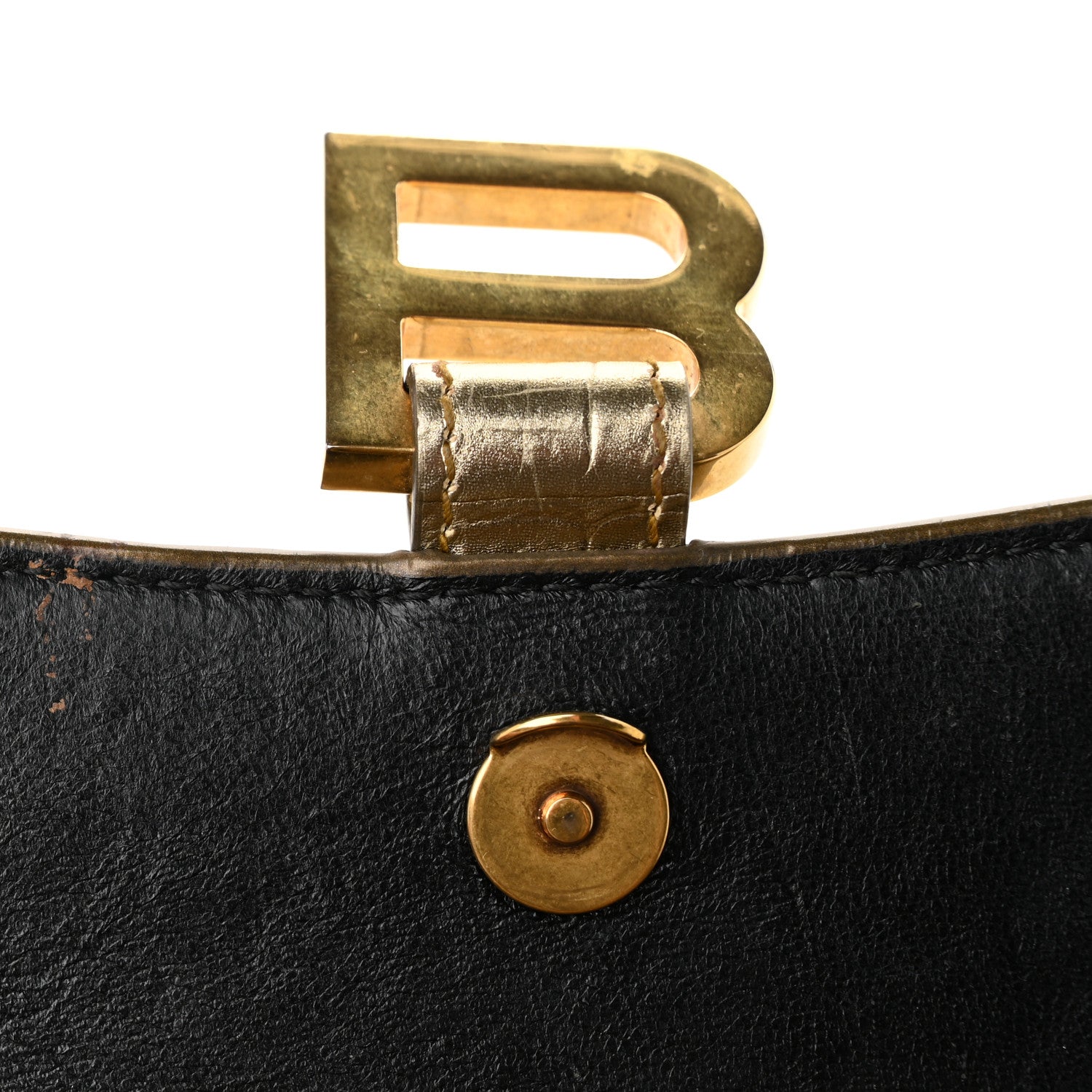 Balenciaga Metallic Calfskin Crocodile Embossed Hourglass Chain Bag Gold 10 of 10