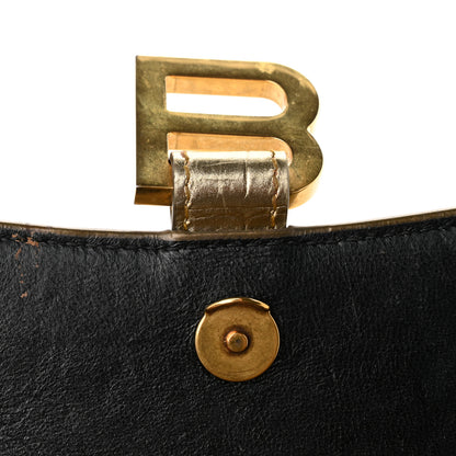 Balenciaga Metallic Calfskin Crocodile Embossed Hourglass Chain Bag Gold 10 of 10