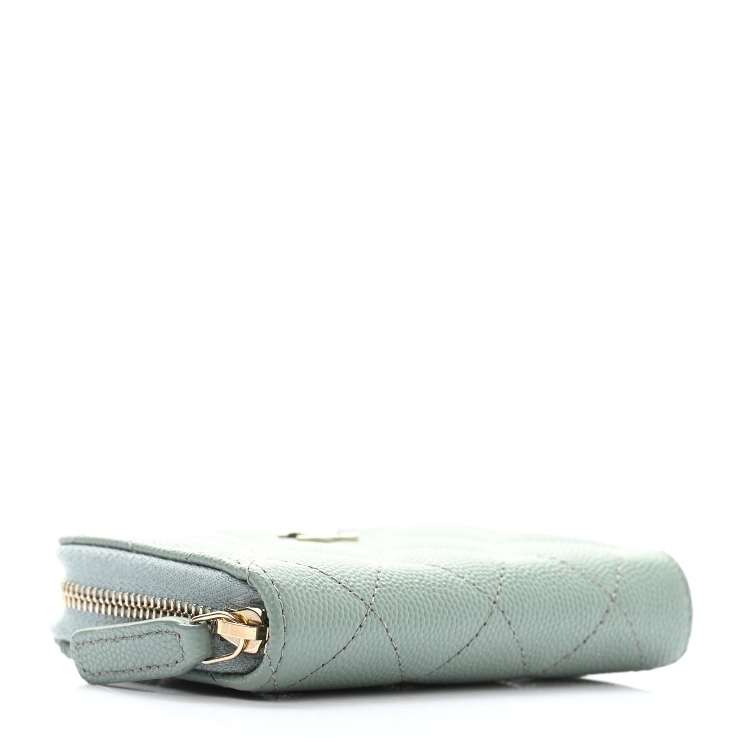 Caviar Quilted Zip Around Coin Purse Wallet Dark Green